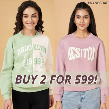 2 Stylish Sweatshirts in Sea Green & Baby Pink | Soft, Cozy & Trendy | Up to 50% Off