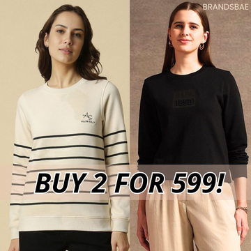 2 Stylish Sweatshirts in Beige & Black | Soft, Cozy & Trendy | Up to 50% Off |SS-02