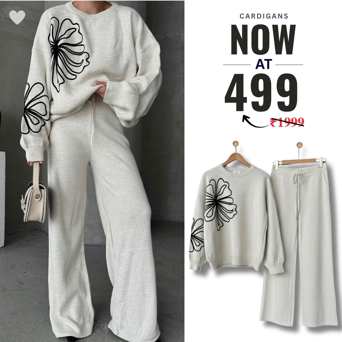 Winter Co-ord Sets for Women : Cozy Chic | Off-White | WCS-04