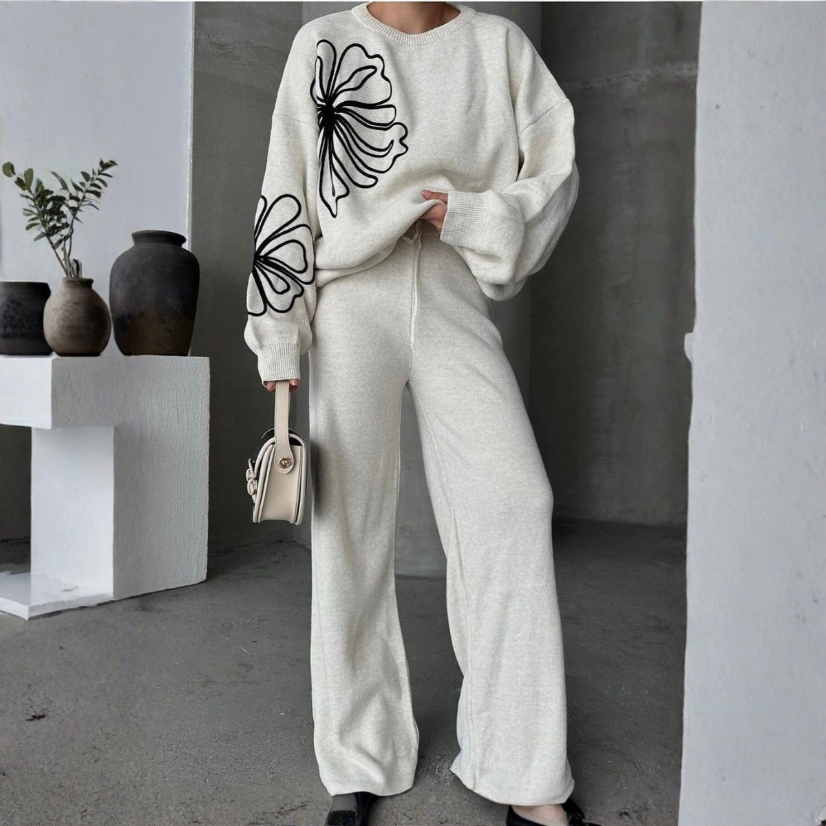 Winter Co-ord Sets for Women : Cozy Chic | Off-White | WCS-04