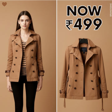 Women's Winter Trench Coat - Stylish & Warm |Camel Brown | TC-05