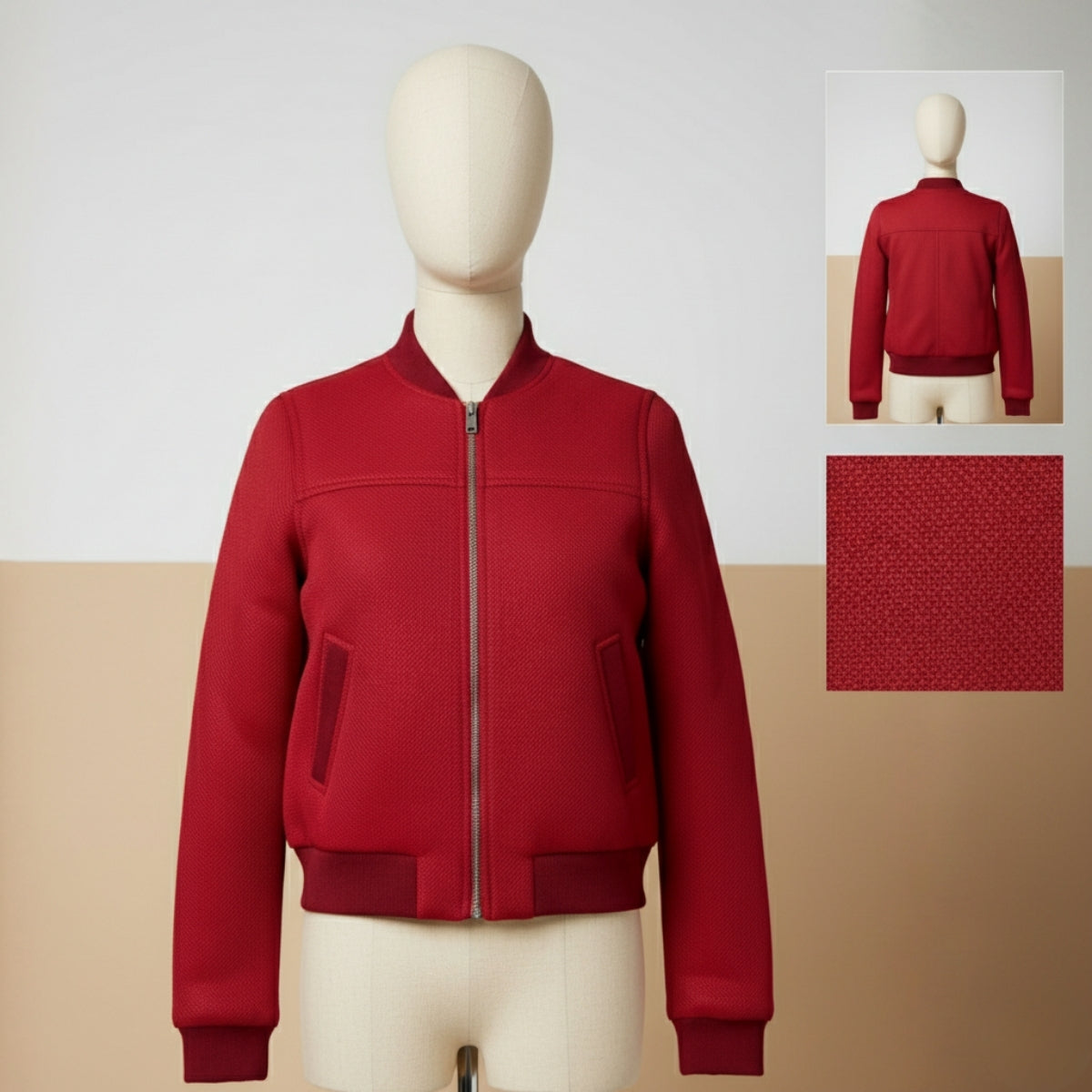 Luxe Zipper Jackets Collection | Cherry-Red |  ZJ-04