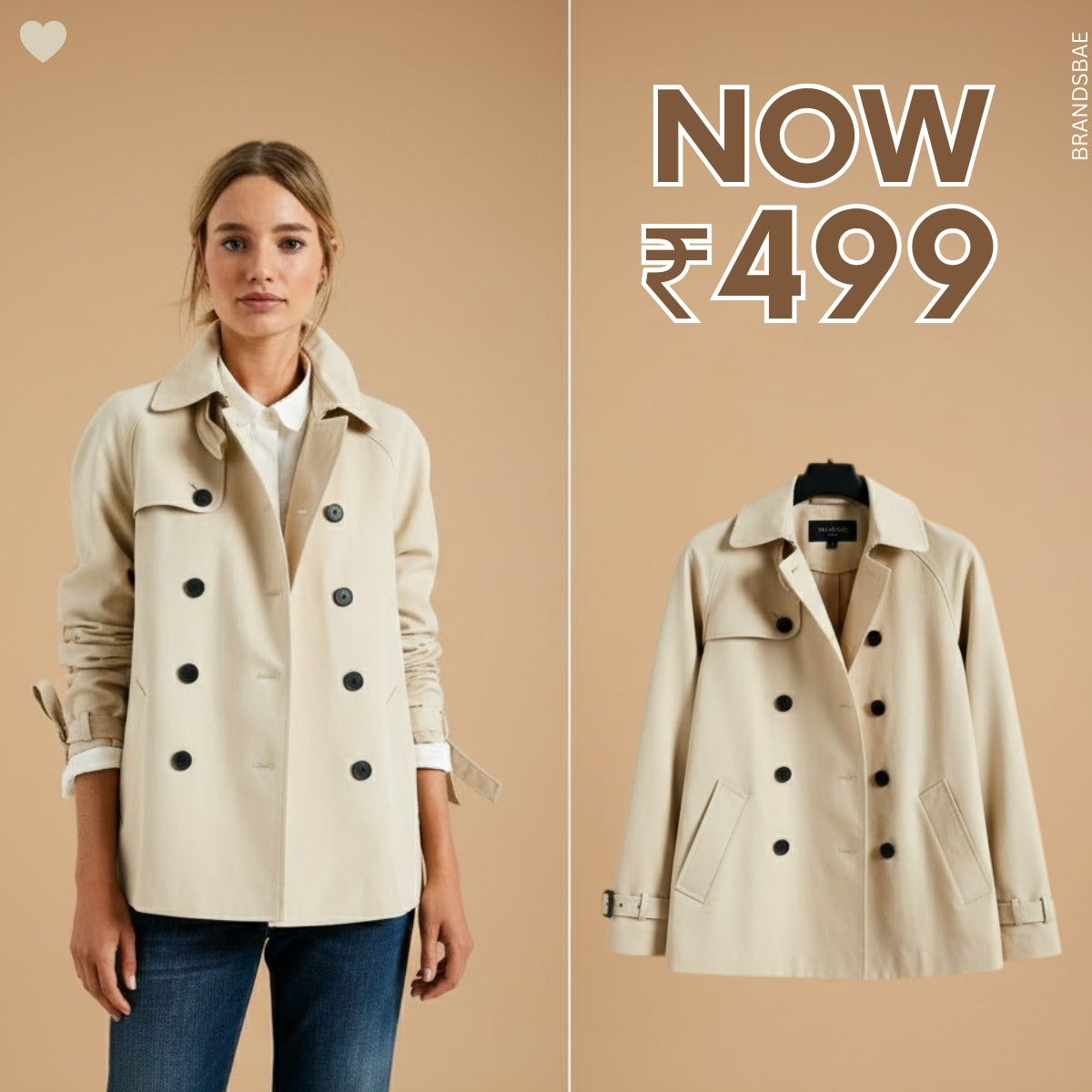 Women's Winter Trench Coat - Stylish & Warm |Cream| TC-06