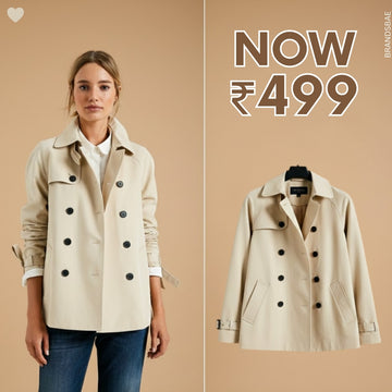 Women's Winter Trench Coat - Stylish & Warm |Cream| TC-06