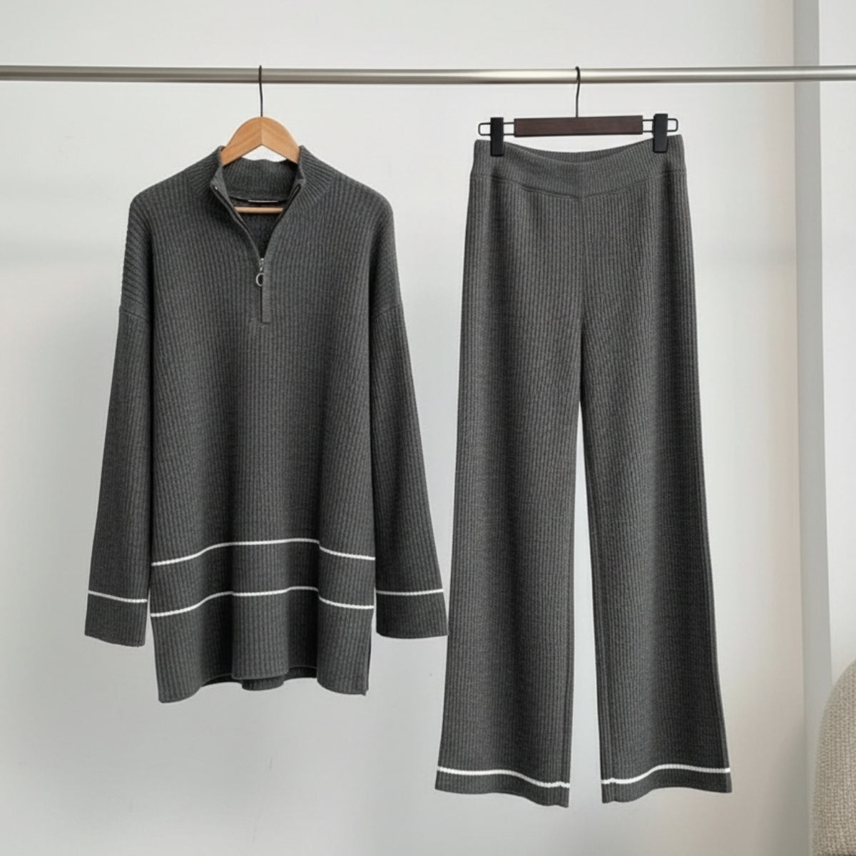 Winter Co-ord Sets for Women : Cozy Chic | Dark-Grey | WCS-06