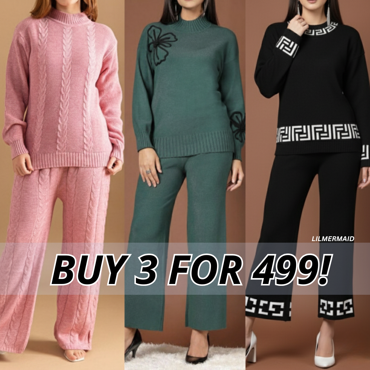 Luxe Winter Women’s 3 Co-ord Set Trio – Stylish Layering Essentials|CO-01