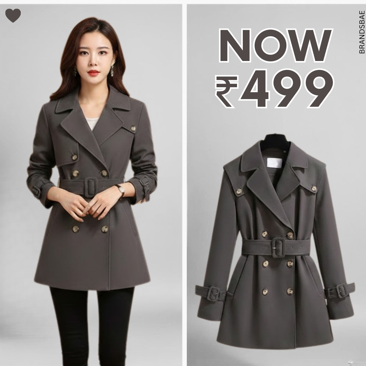 Women's Winter Trench Coat - Stylish & Warm |Gray | TC-08