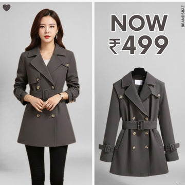 Women's Winter Trench Coat - Stylish & Warm |Gray | TC-08