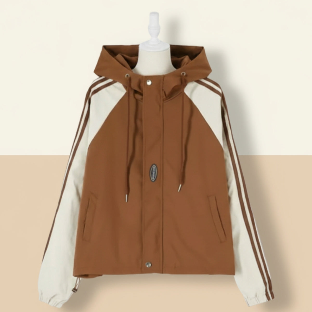 Luxe Zipper Jackets Collection | White-Brown |  ZJ-07