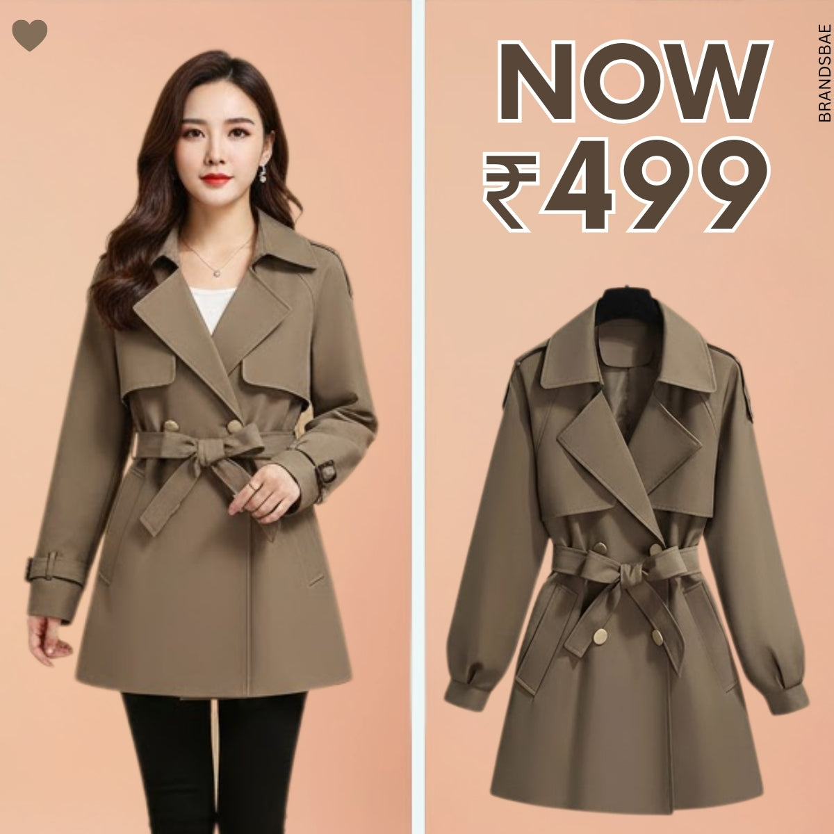 Women's Winter Trench Coat - Stylish & Warm |Brown| TC-09