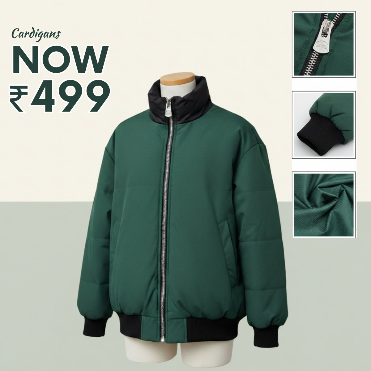 Luxe Zipper Jackets Collection | Teal-Green |  ZJ-08