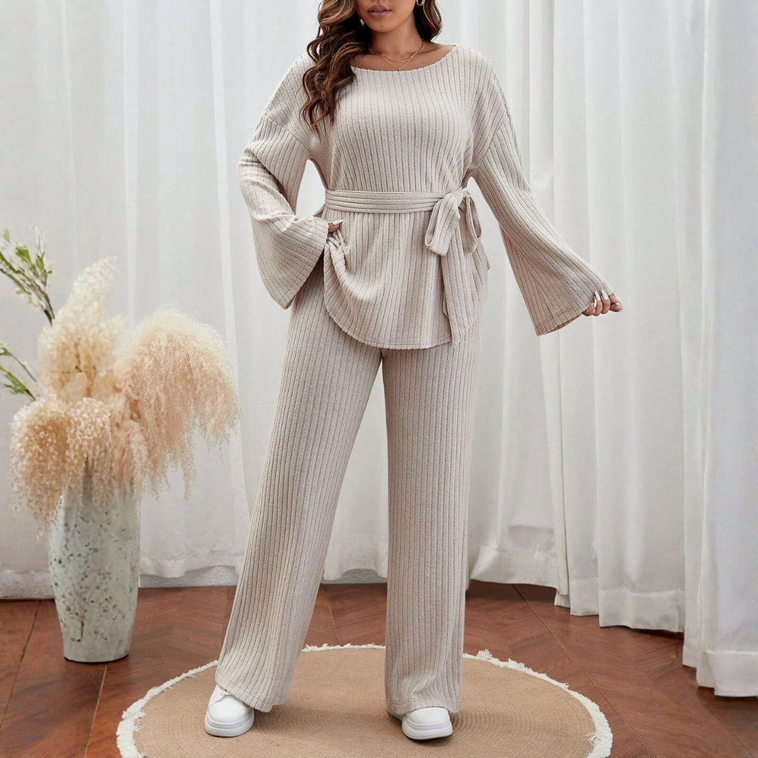 Winter Co-ord Sets for Women : Cozy Chic | Cream Shade | WCS-08