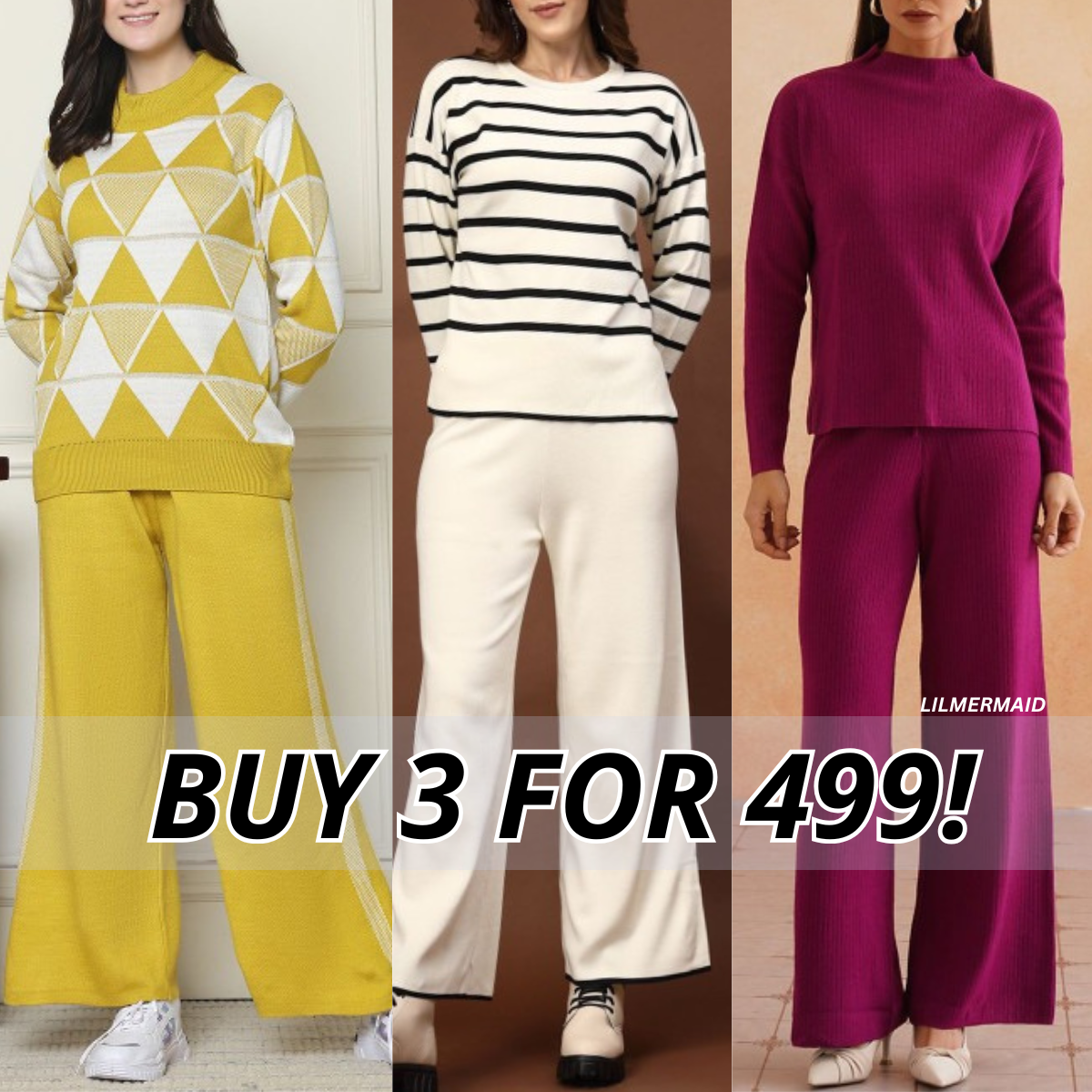 Luxe Winter Women’s 3 Co-ord Set Trio – Stylish Layering Essentials|CO-02