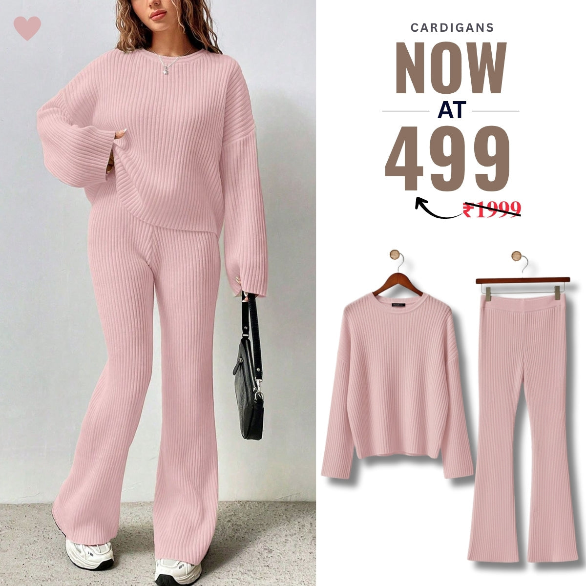 Winter Co-ord Sets for Women : Cozy Chic | Baby Pink | WCS-10