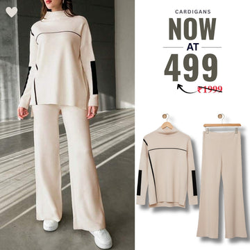 Winter Co-ord Sets for Women : Cozy Chic | Off White | WCS-12