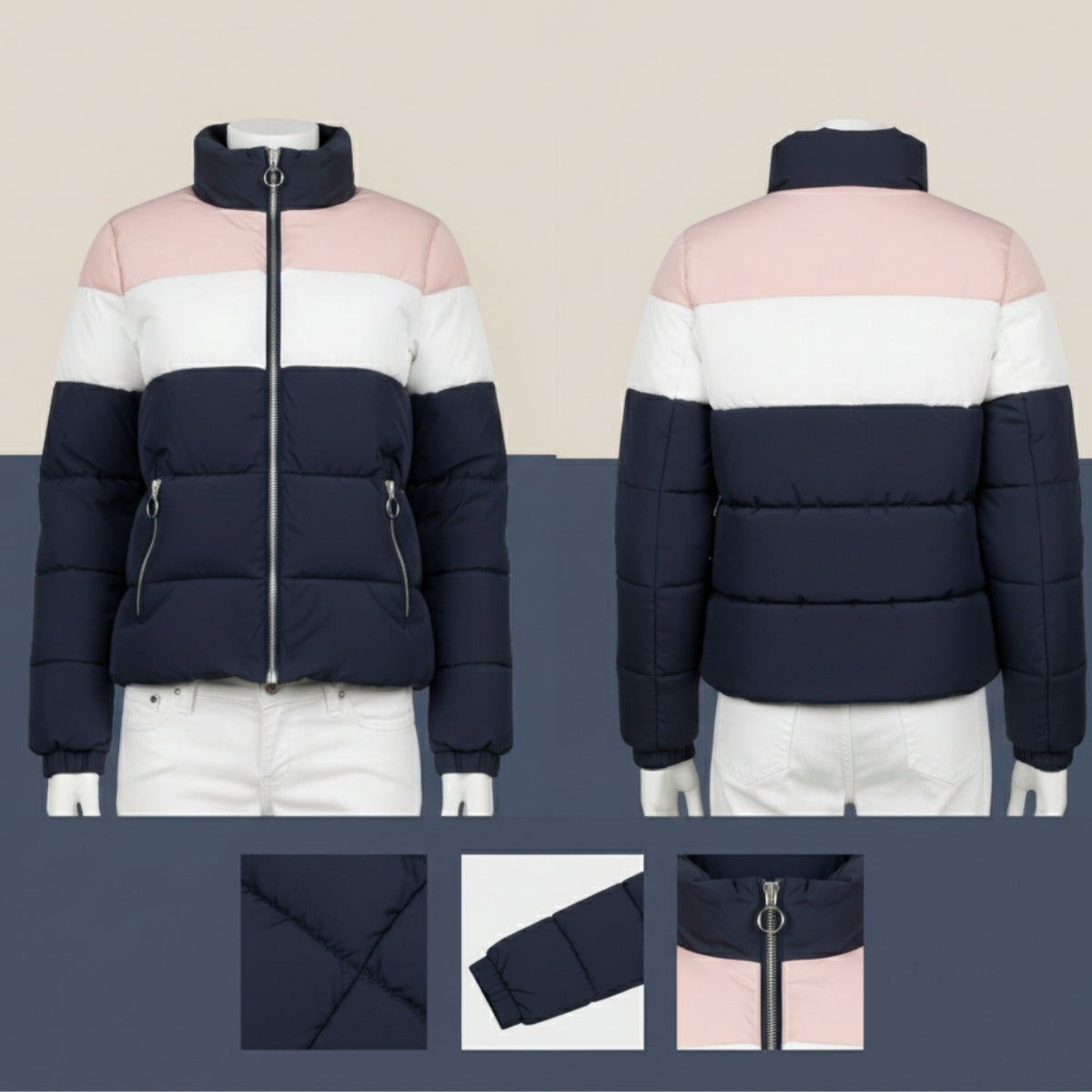 Luxe Zipper Jackets Collection | Pink-Blue |  ZJ-12