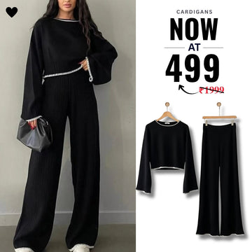 Winter Co-ord Sets for Women : Cozy Chic | Black | WCS-14