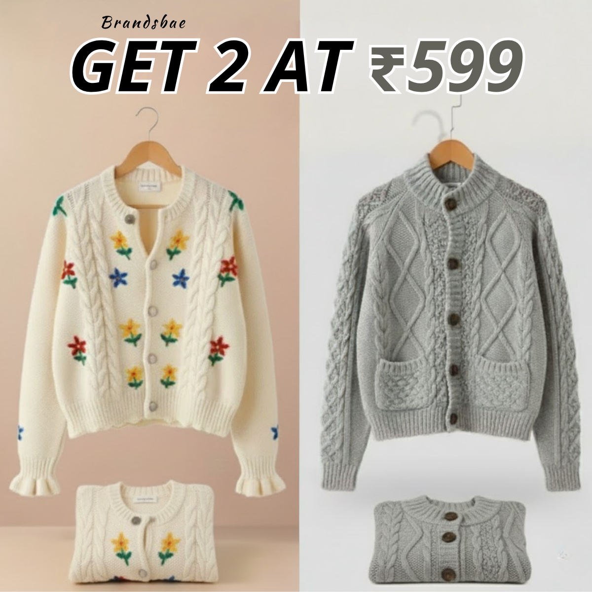 Combo Cardigans Pack of 2 - Double Warmth, One Price | Stylish & Cozy |C-07