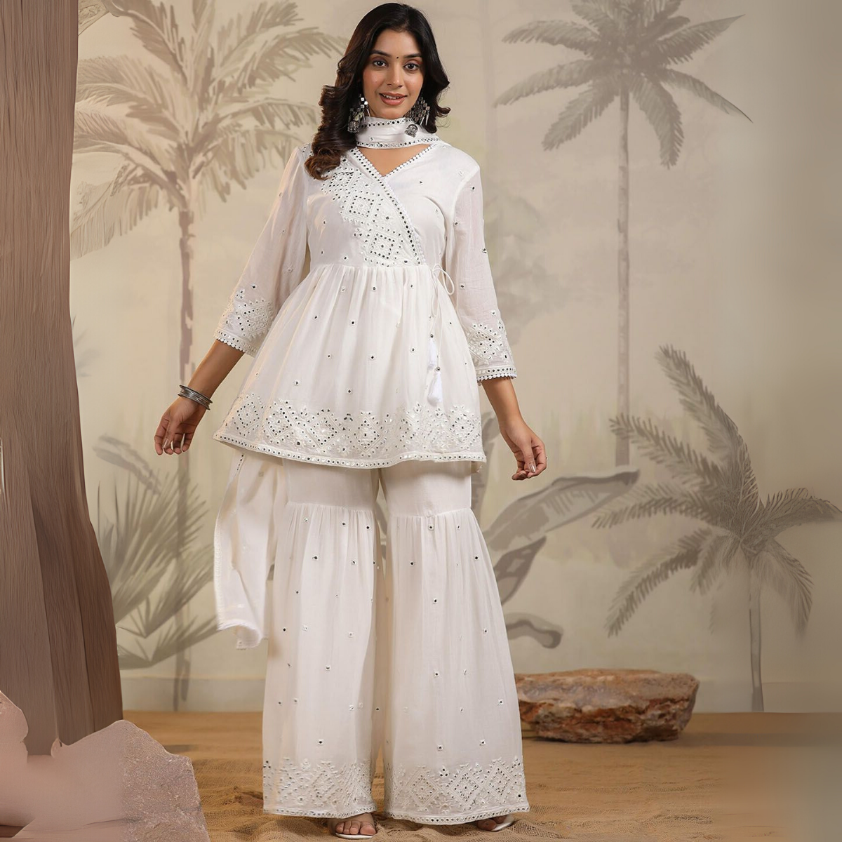 3-Piece Cotton Sharara Set with Dupatta for Women – Soft, Comfortable & Stylish Combo Pack | SD-06
