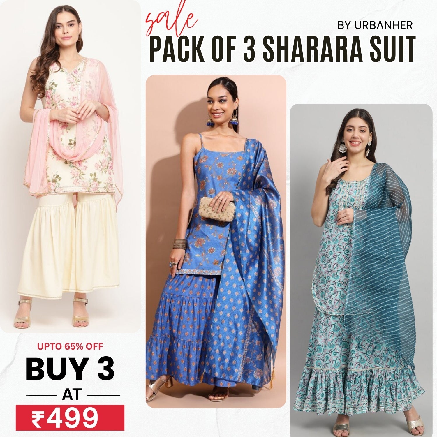 3-Piece Cotton Sharara Set with Dupatta for Women – Soft, Comfortable & Stylish Combo Pack | SD-04