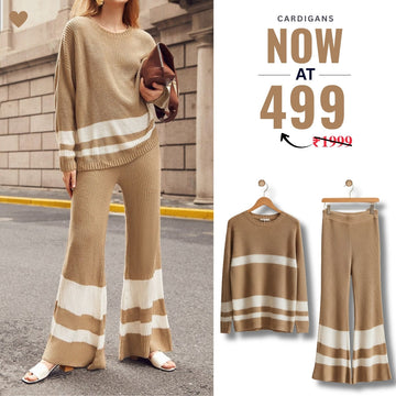 Winter Co-ord Sets for Women : Cozy Chic | Light Brown | WCS-19