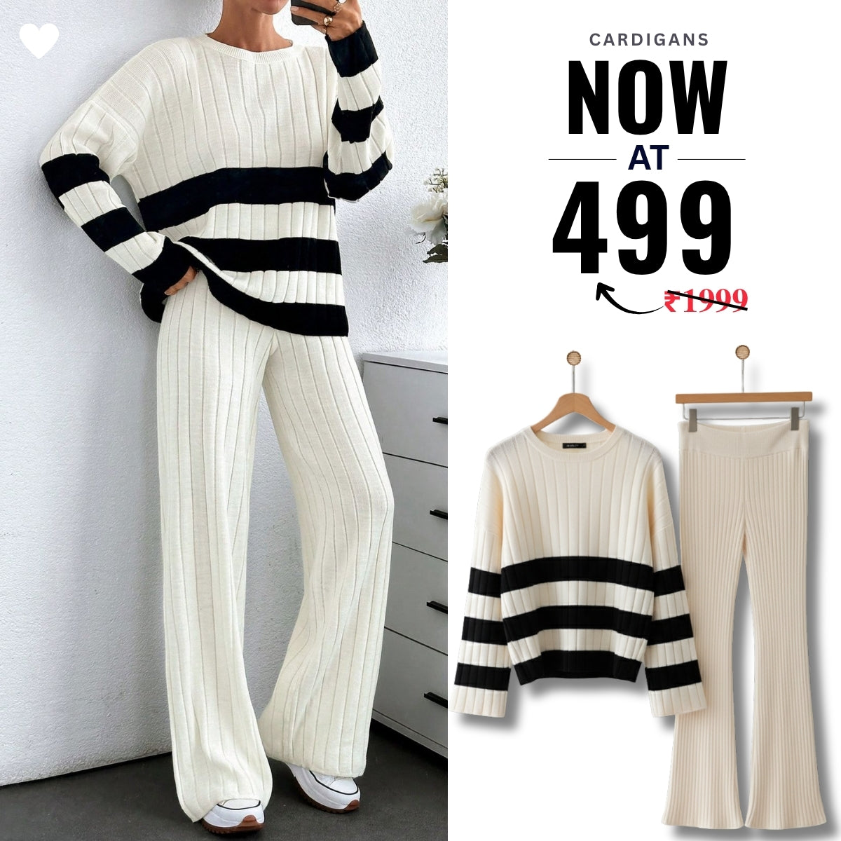 Winter Co-ord Sets for Women : Cozy Chic | White | WCS-11