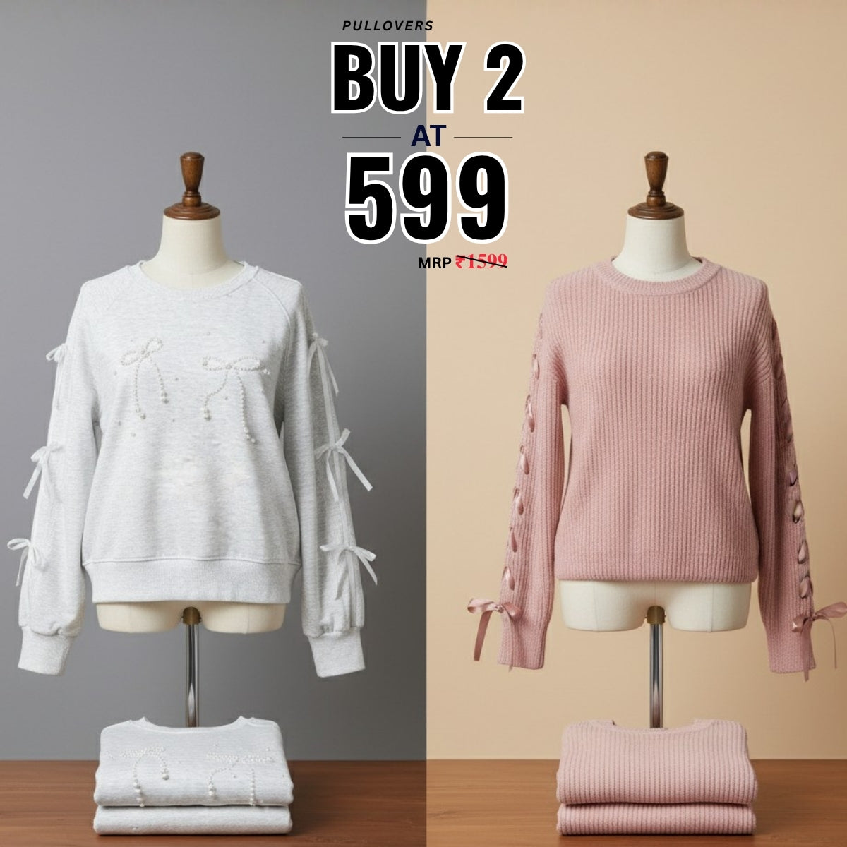 Pack of 2 Premium Pullover Sweaters - Comfortable & Trendy | PS-02