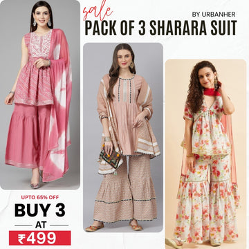 3-Piece Cotton Sharara Set with Dupatta for Women – Soft, Comfortable & Stylish Combo Pack | SD-05
