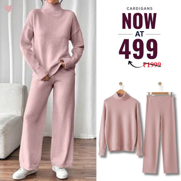 Winter Co-ord Sets for Women : Cozy Chic | Pink | WCS-20