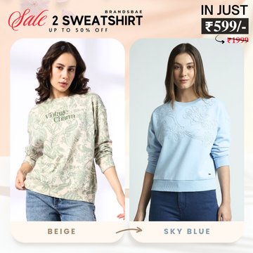 2 Stylish Sweatshirts in Beige & Sky-Blue| Soft, Cozy & Trendy | Up to 50% Off |SS-06