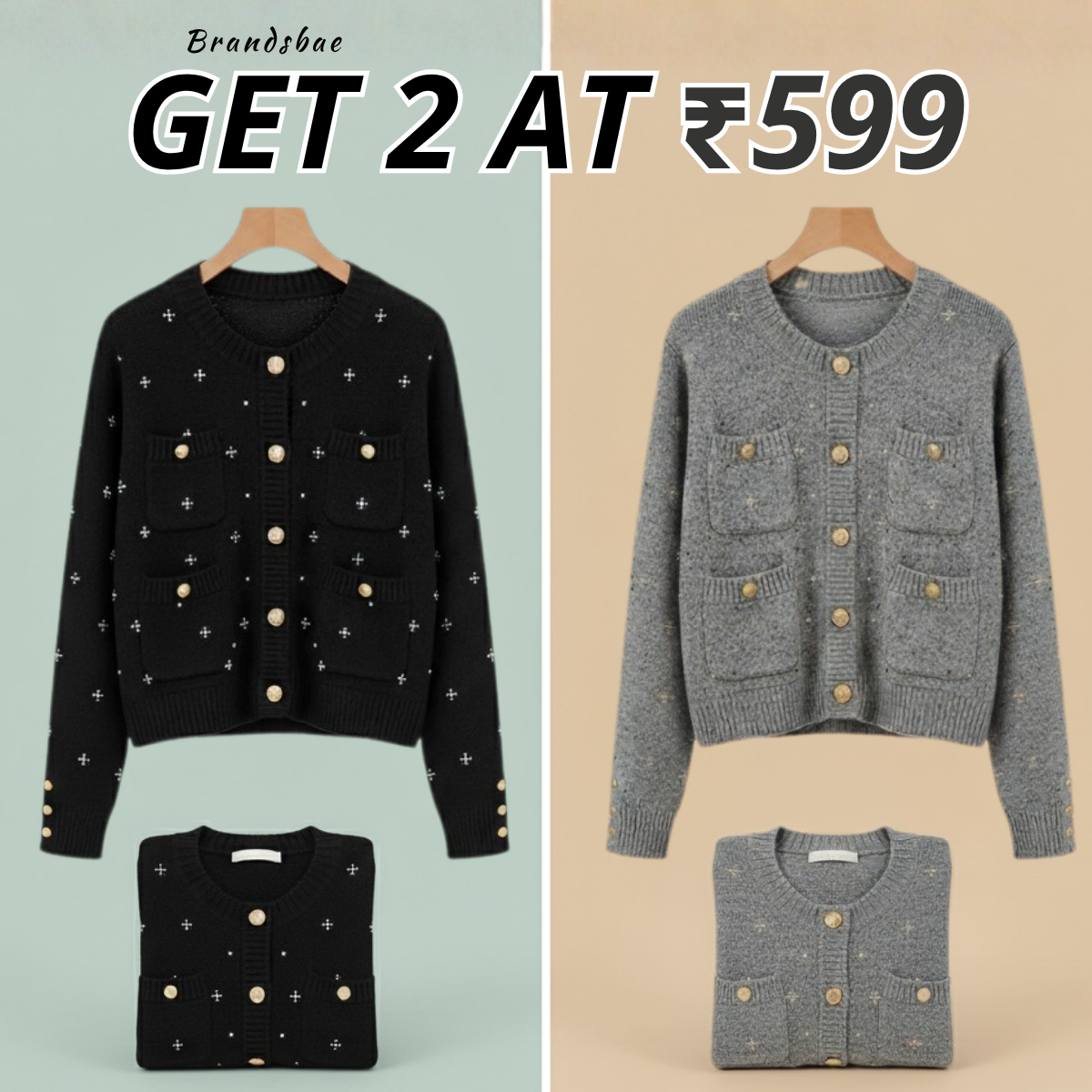 Combo Cardigans Pack of 2 - Double Warmth, One Price | Stylish & Cozy |C-05