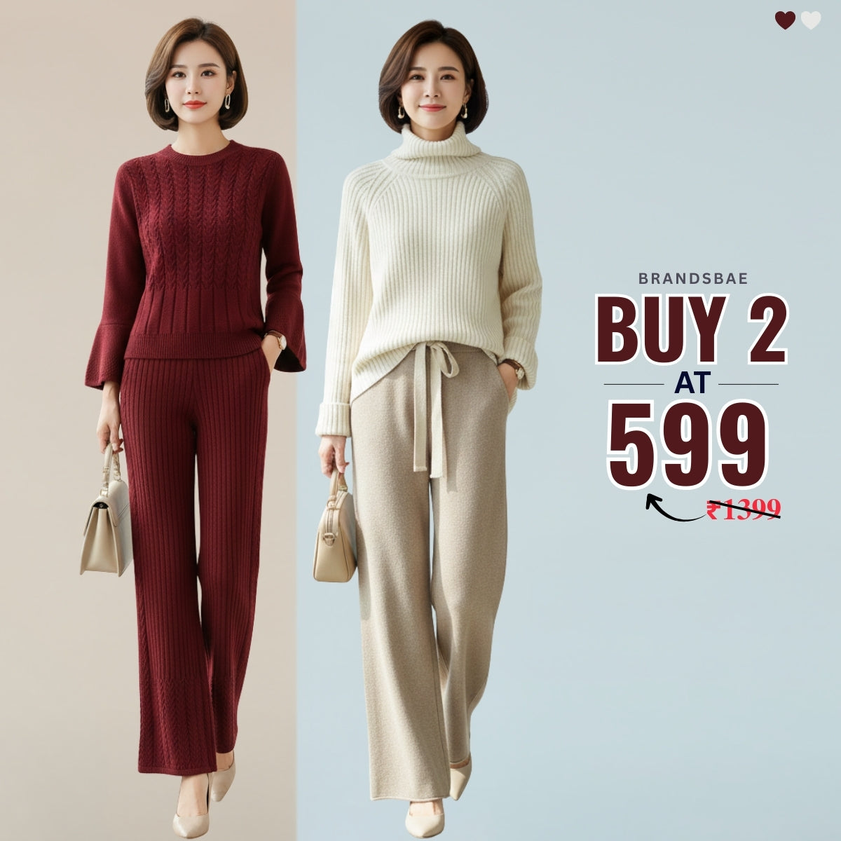 Pack of 2 Women’s Winter Co-ord Sets |CSW-12
