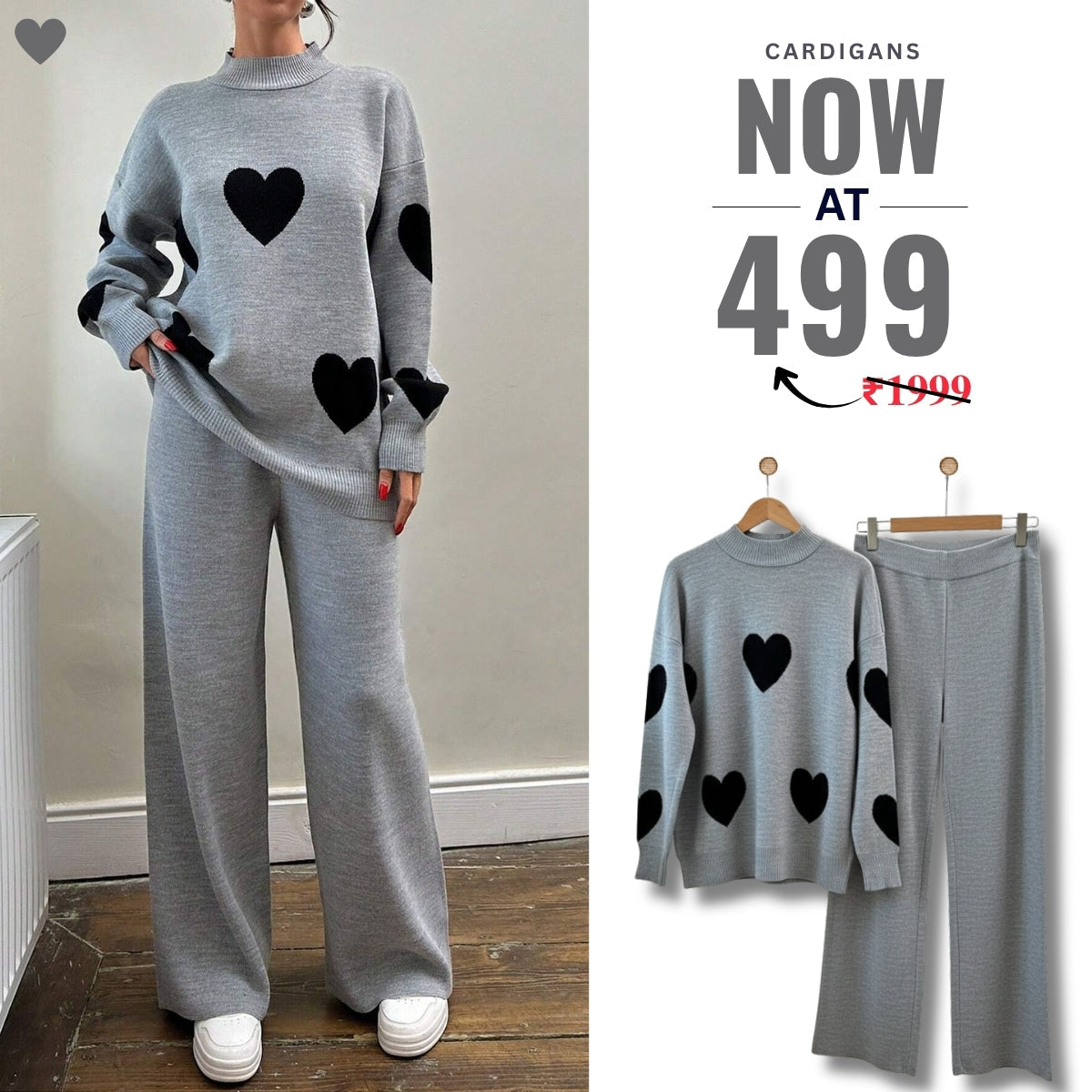 Winter Co-ord Sets for Women : Cozy Chic |Grey| WCS-03