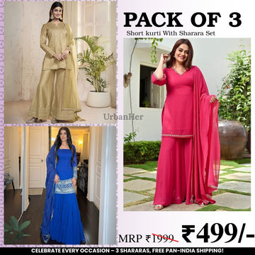 3-Piece Cotton Sharara Set with Dupatta for Women – Soft, Comfortable & Stylish Combo Pack | SD-16