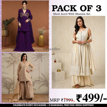 3-Piece Cotton Sharara Set with Dupatta for Women – Soft, Comfortable & Stylish Combo Pack | SD-13