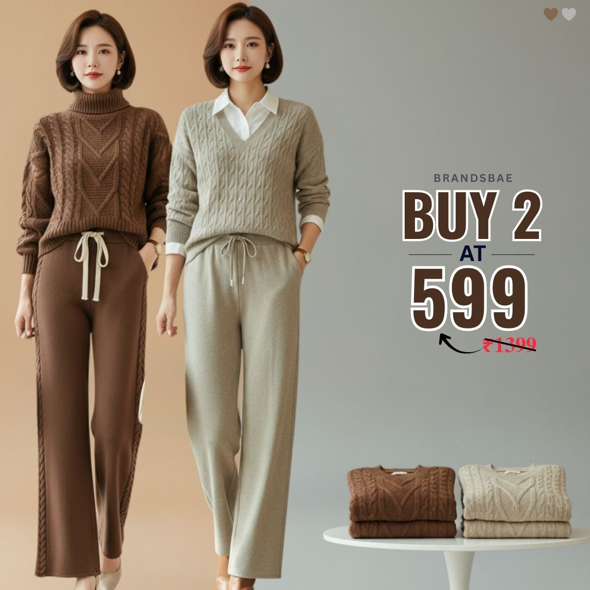 Pack of 2 Women’s Winter Co-ord Sets |CSW-09