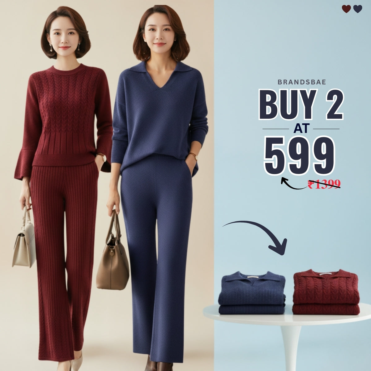 Pack of 2 Women’s Winter Co-ord Sets |CSW-03